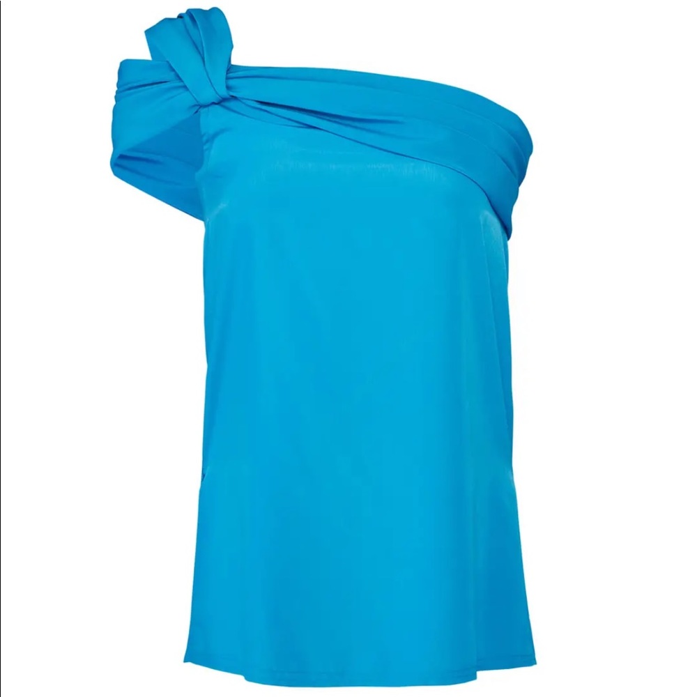 Baja East 2 Blue Knotted One Shoulder Top - Picture 3 of 11